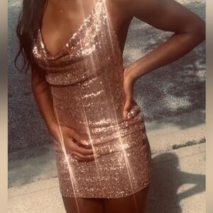 Gold mini dress